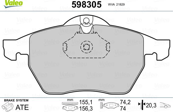 Valeo 598305 - Kit de plaquettes de frein, frein à disque cwaw.fr