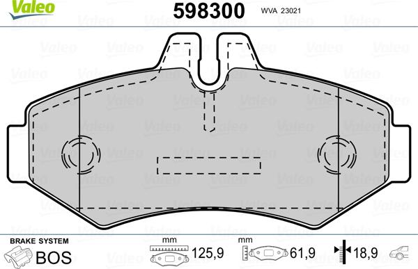 Valeo 598300 - Kit de plaquettes de frein, frein à disque cwaw.fr