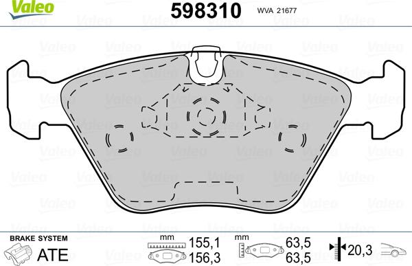 Valeo 598310 - Kit de plaquettes de frein, frein à disque cwaw.fr