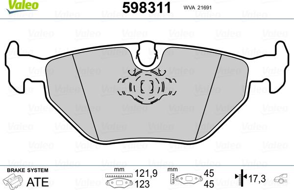 Valeo 598311 - Kit de plaquettes de frein, frein à disque cwaw.fr