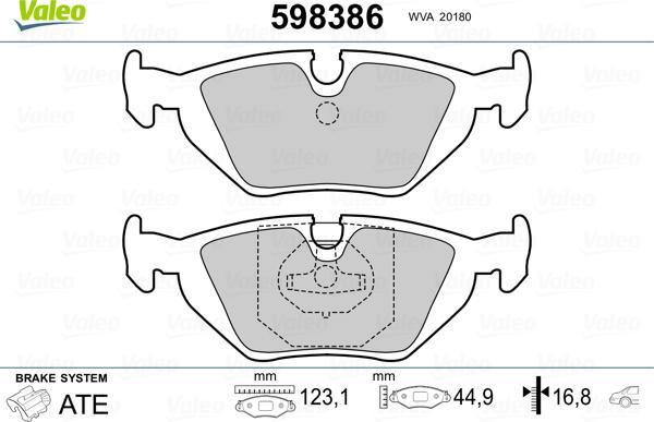 Valeo 598386 - Kit de plaquettes de frein, frein à disque cwaw.fr