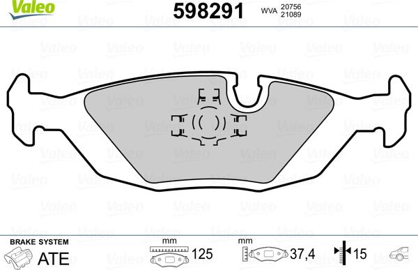 Valeo 598291 - Kit de plaquettes de frein, frein à disque cwaw.fr