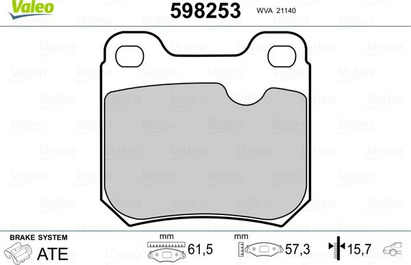 Valeo 598253 - Kit de plaquettes de frein, frein à disque cwaw.fr