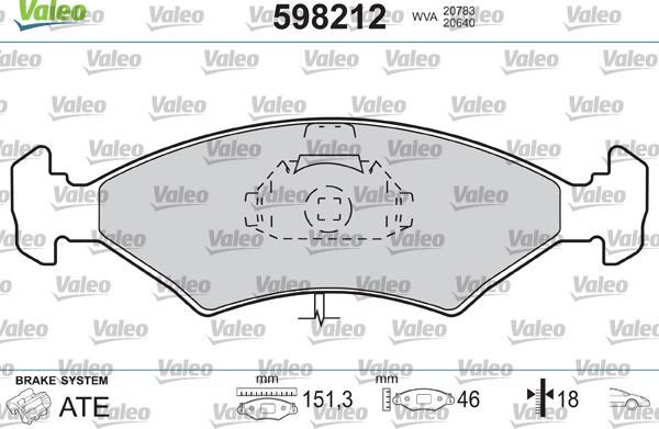 Valeo 598212 - Kit de plaquettes de frein, frein à disque cwaw.fr