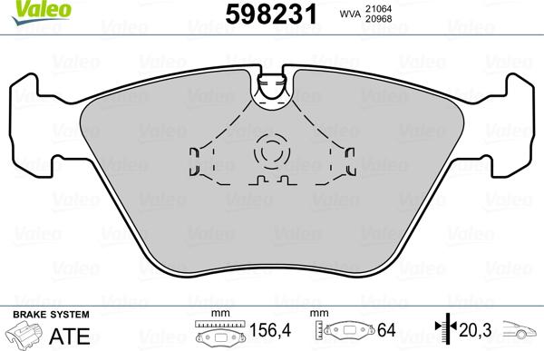 Valeo 598231 - Kit de plaquettes de frein, frein à disque cwaw.fr