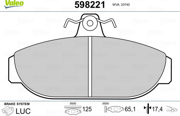 Valeo 598221 - Kit de plaquettes de frein, frein à disque cwaw.fr