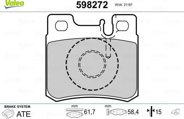 Valeo 598272 - Kit de plaquettes de frein, frein à disque cwaw.fr