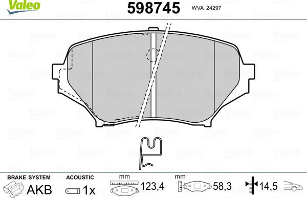 Valeo 598745 - Kit de plaquettes de frein, frein à disque cwaw.fr