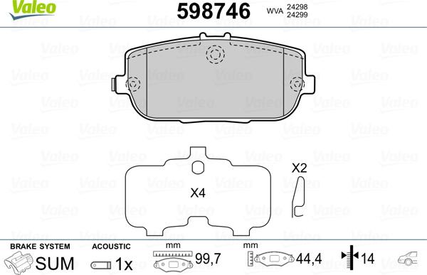 Valeo 598746 - Kit de plaquettes de frein, frein à disque cwaw.fr