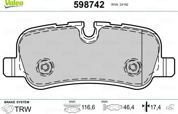 Valeo 598742 - Kit de plaquettes de frein, frein à disque cwaw.fr