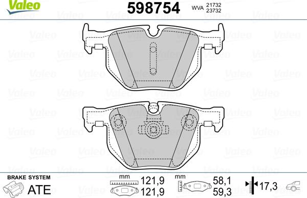 Valeo 598754 - Kit de plaquettes de frein, frein à disque cwaw.fr