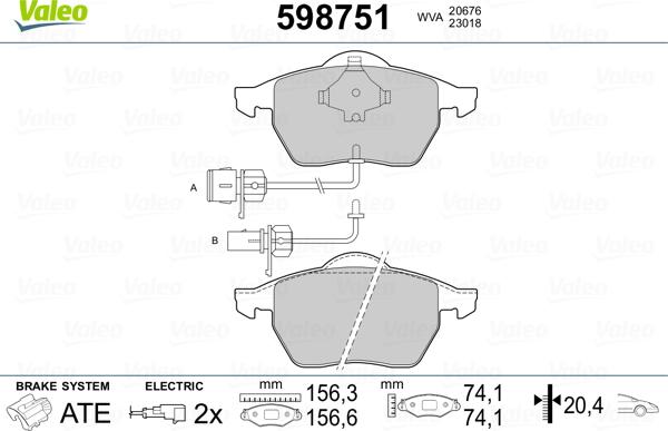 Valeo 598751 - Kit de plaquettes de frein, frein à disque cwaw.fr