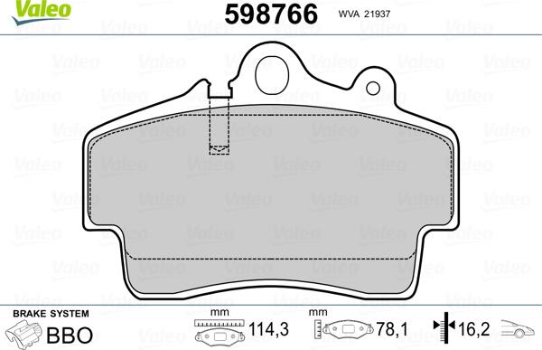 Valeo 598766 - Kit de plaquettes de frein, frein à disque cwaw.fr