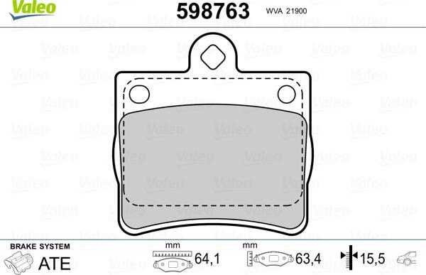 Valeo 598763 - Kit de plaquettes de frein, frein à disque cwaw.fr