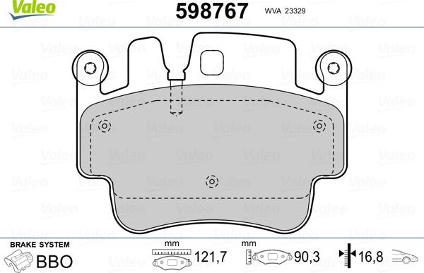 Valeo 598767 - Kit de plaquettes de frein, frein à disque cwaw.fr