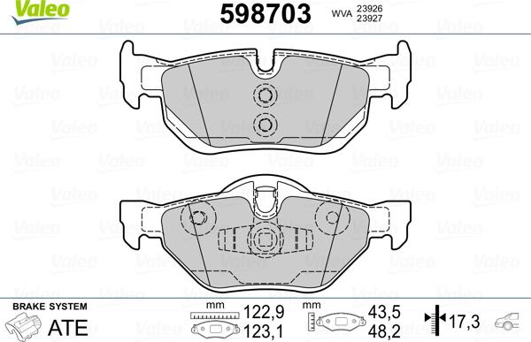 Valeo 598703 - Kit de plaquettes de frein, frein à disque cwaw.fr