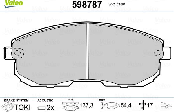 Valeo 598787 - Kit de plaquettes de frein, frein à disque cwaw.fr