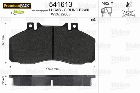 Valeo 541613 - Kit de plaquettes de frein, frein à disque cwaw.fr