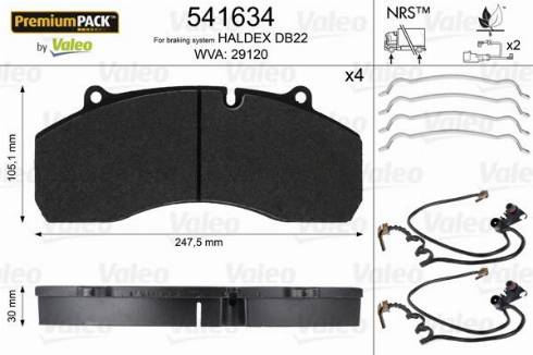 Valeo 541634 - Kit de plaquettes de frein, frein à disque cwaw.fr