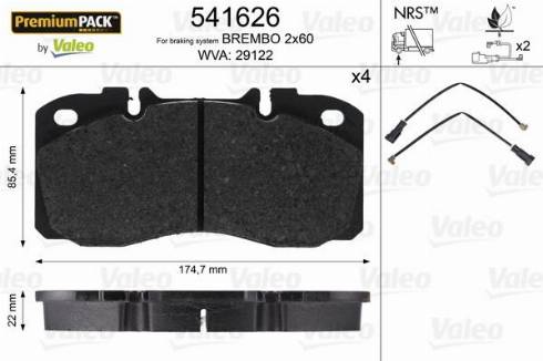 Valeo 541626 - Kit de plaquettes de frein, frein à disque cwaw.fr