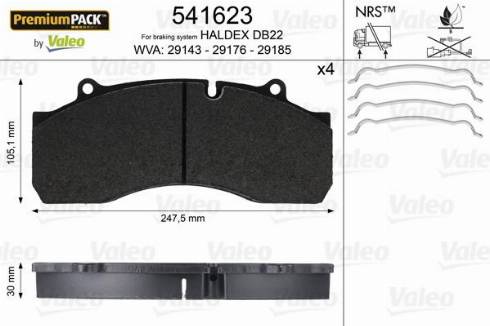 Valeo 541623 - Kit de plaquettes de frein, frein à disque cwaw.fr