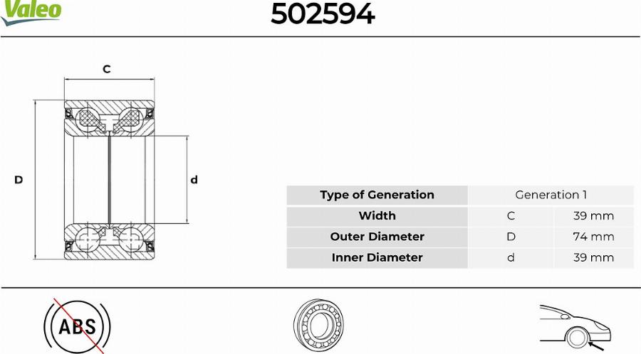 Valeo 502594 - Kit de roulements de roue cwaw.fr