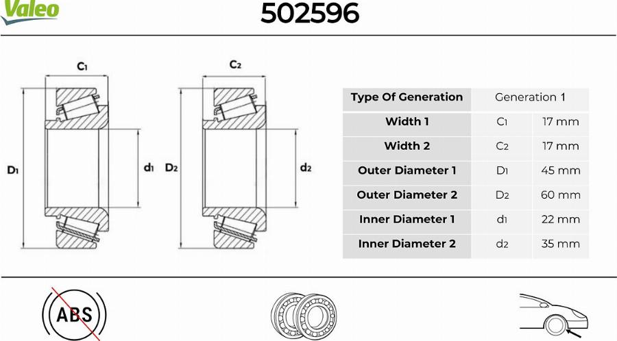 Valeo 502596 - Kit de roulements de roue cwaw.fr