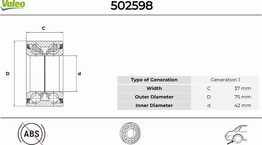 Valeo 502598 - Kit de roulements de roue cwaw.fr