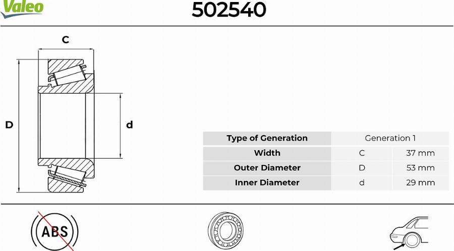 Valeo 502540 - Kit de roulements de roue cwaw.fr