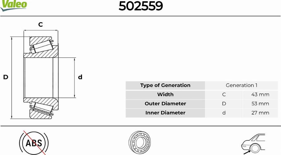 Valeo 502559 - Kit de roulements de roue cwaw.fr