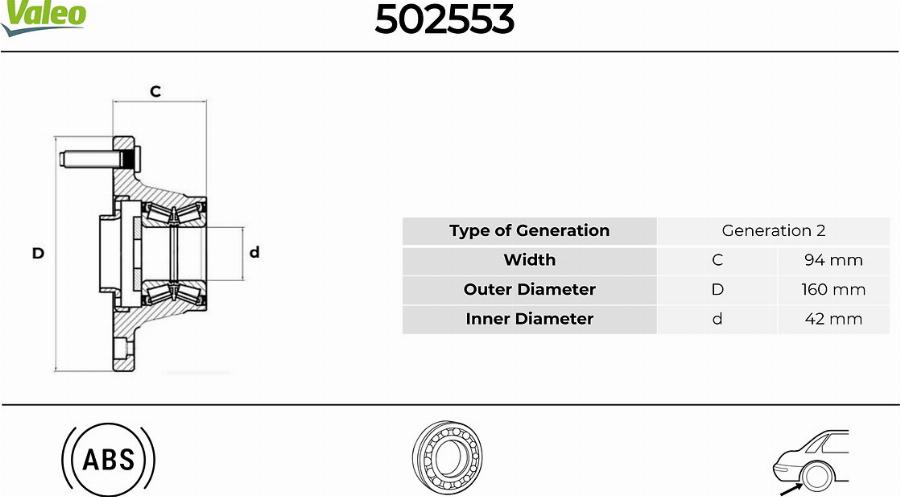 Valeo 502553 - Kit de roulements de roue cwaw.fr