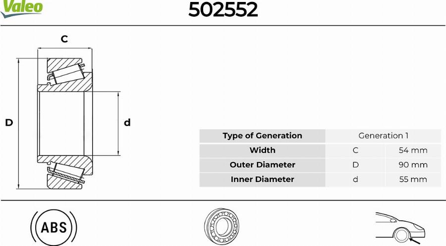 Valeo 502552 - Kit de roulements de roue cwaw.fr