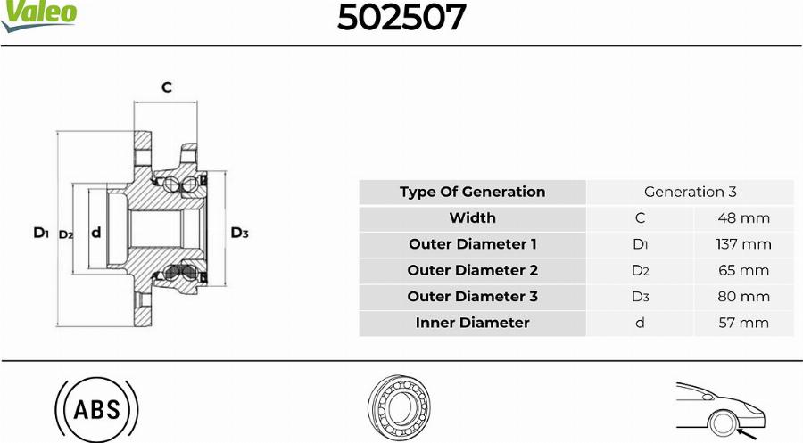 Valeo 502507 - Kit de roulements de roue cwaw.fr