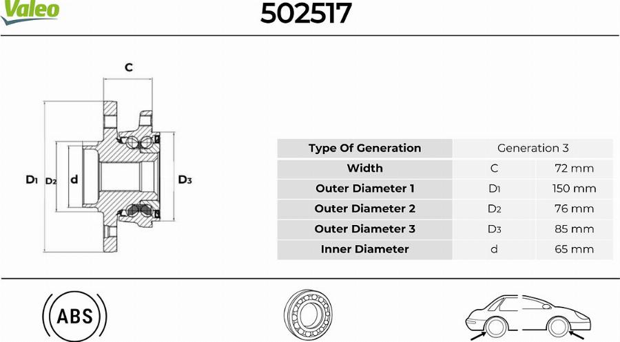 Valeo 502517 - Kit de roulements de roue cwaw.fr