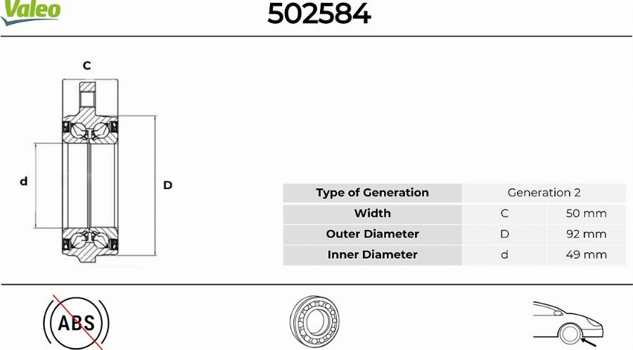 Valeo 502584 - Kit de roulements de roue cwaw.fr