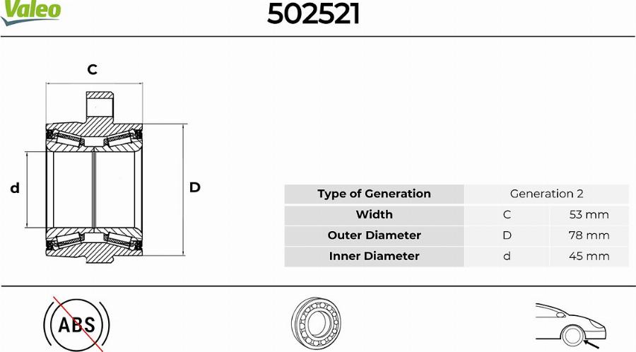 Valeo 502521 - Kit de roulements de roue cwaw.fr