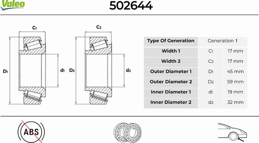 Valeo 502644 - Kit de roulements de roue cwaw.fr