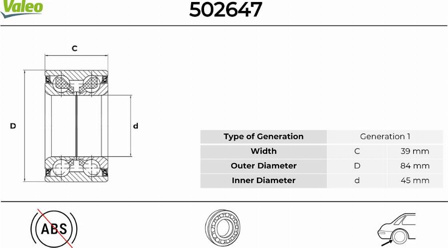 Valeo 502647 - Kit de roulements de roue cwaw.fr