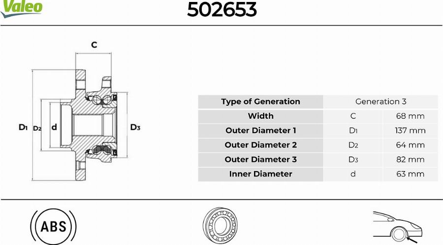 Valeo 502653 - Kit de roulements de roue cwaw.fr