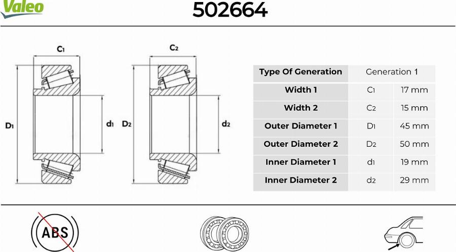 Valeo 502664 - Kit de roulements de roue cwaw.fr