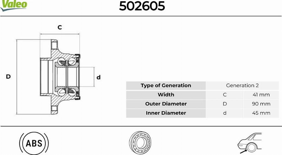 Valeo 502605 - Kit de roulements de roue cwaw.fr