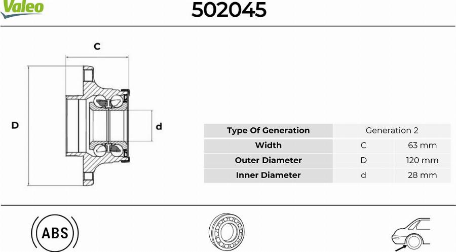 Valeo 502045 - Kit de roulements de roue cwaw.fr