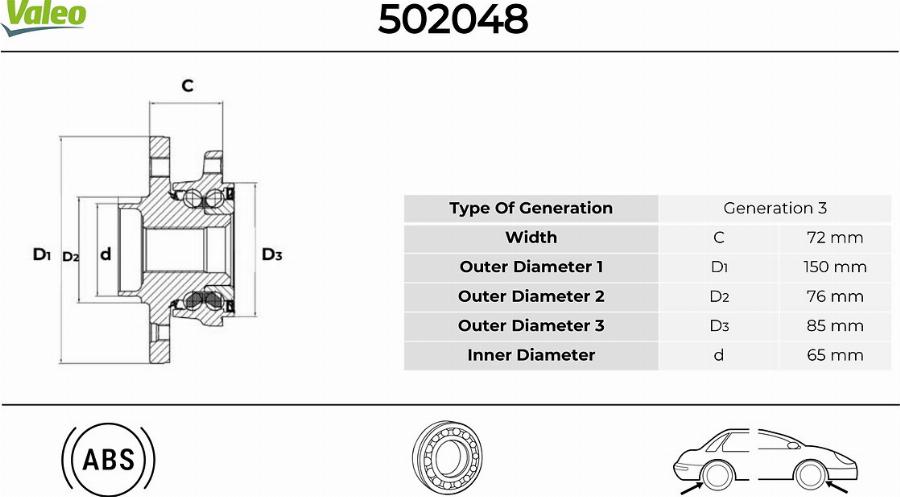 Valeo 502048 - Kit de roulements de roue cwaw.fr