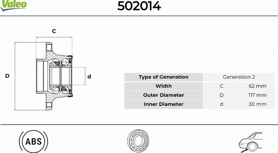 Valeo 502014 - Kit de roulements de roue cwaw.fr