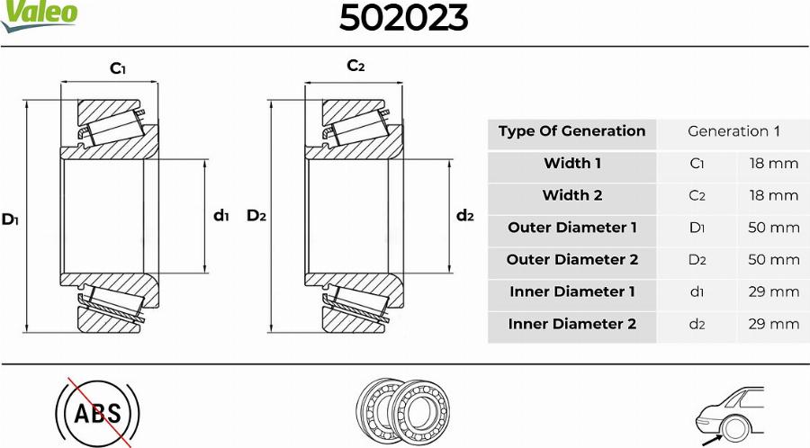 Valeo 502023 - Kit de roulements de roue cwaw.fr