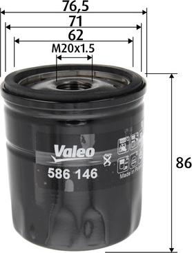 Valeo 586146 - Filtre à huile cwaw.fr