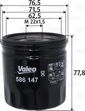 Valeo 586147 - Filtre à huile cwaw.fr