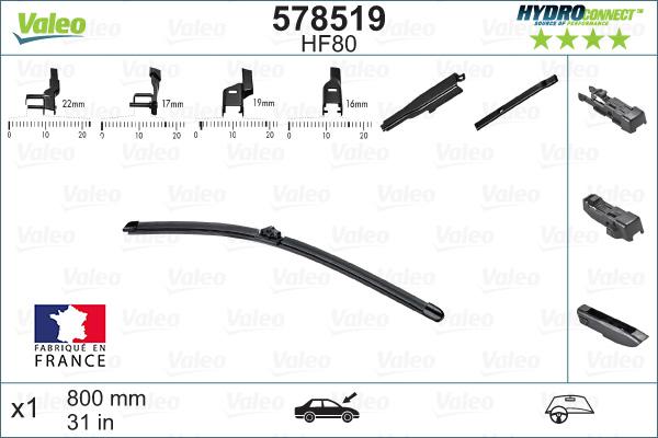 Valeo 578519 - Balai d'essuie-glace cwaw.fr