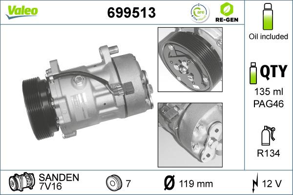 Valeo 699513 - Compresseur, climatisation cwaw.fr