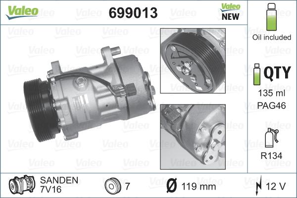 Valeo 699013 - Compresseur, climatisation cwaw.fr